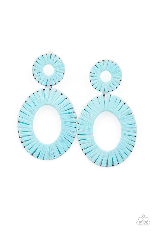 Foxy Flamenco - Blue Wicker-Like Accent Paparazzi Earrings