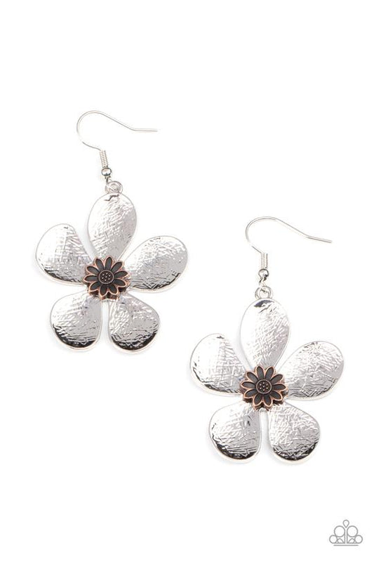Fresh Florals - Silver Flower Paparazzi Earrings