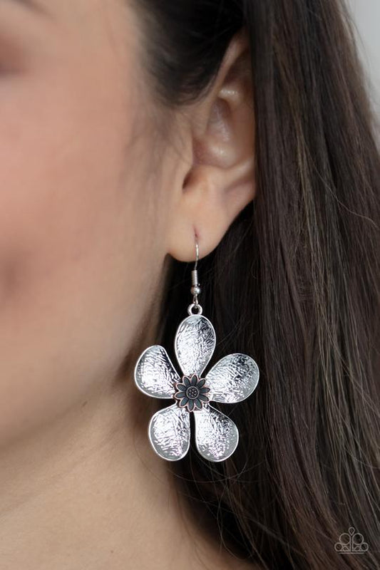 Fresh Florals - Silver Flower Paparazzi Earrings
