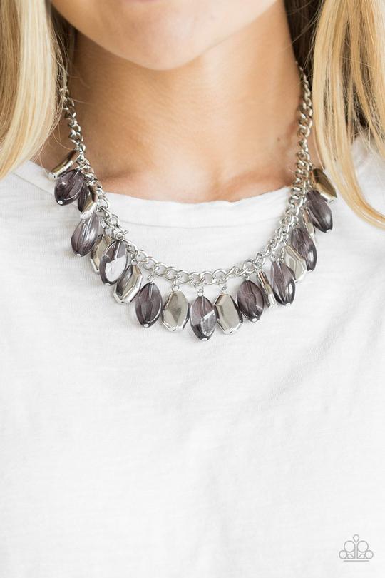 Fringe Fabulous - Silver Beaded Paparazzi Necklace & matching earrings