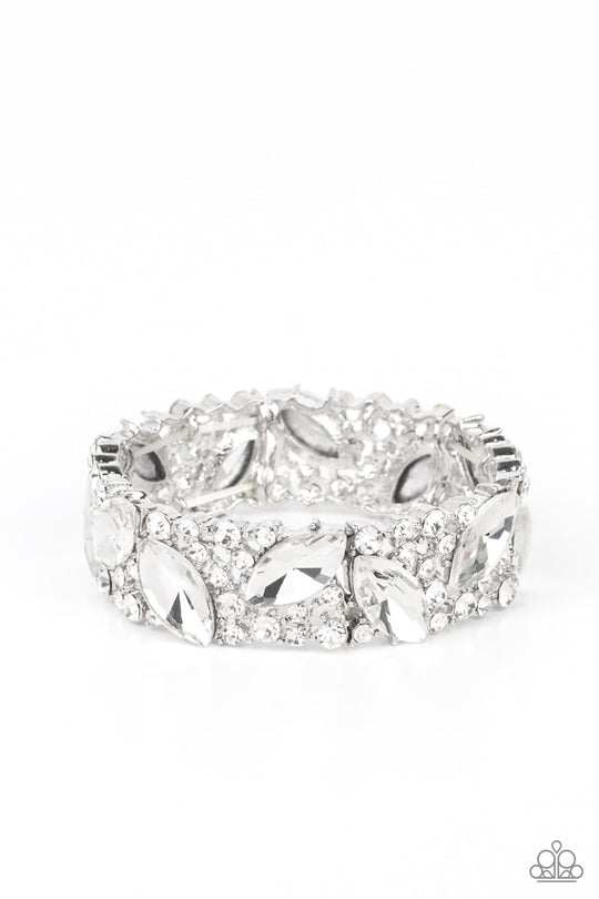 Full Body Chills - White Rhinestone Paparazzi Stretch Bracelet