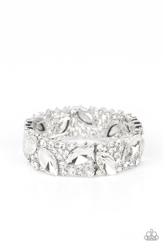 Full Body Chills - White Rhinestone Paparazzi Stretch Bracelet