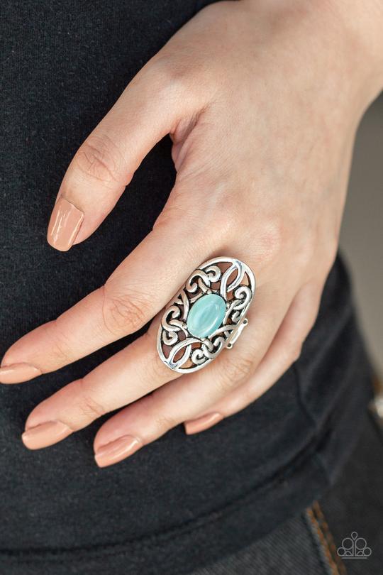 GLEAM Big - Blue Cat's Eye Paparazzi Ring