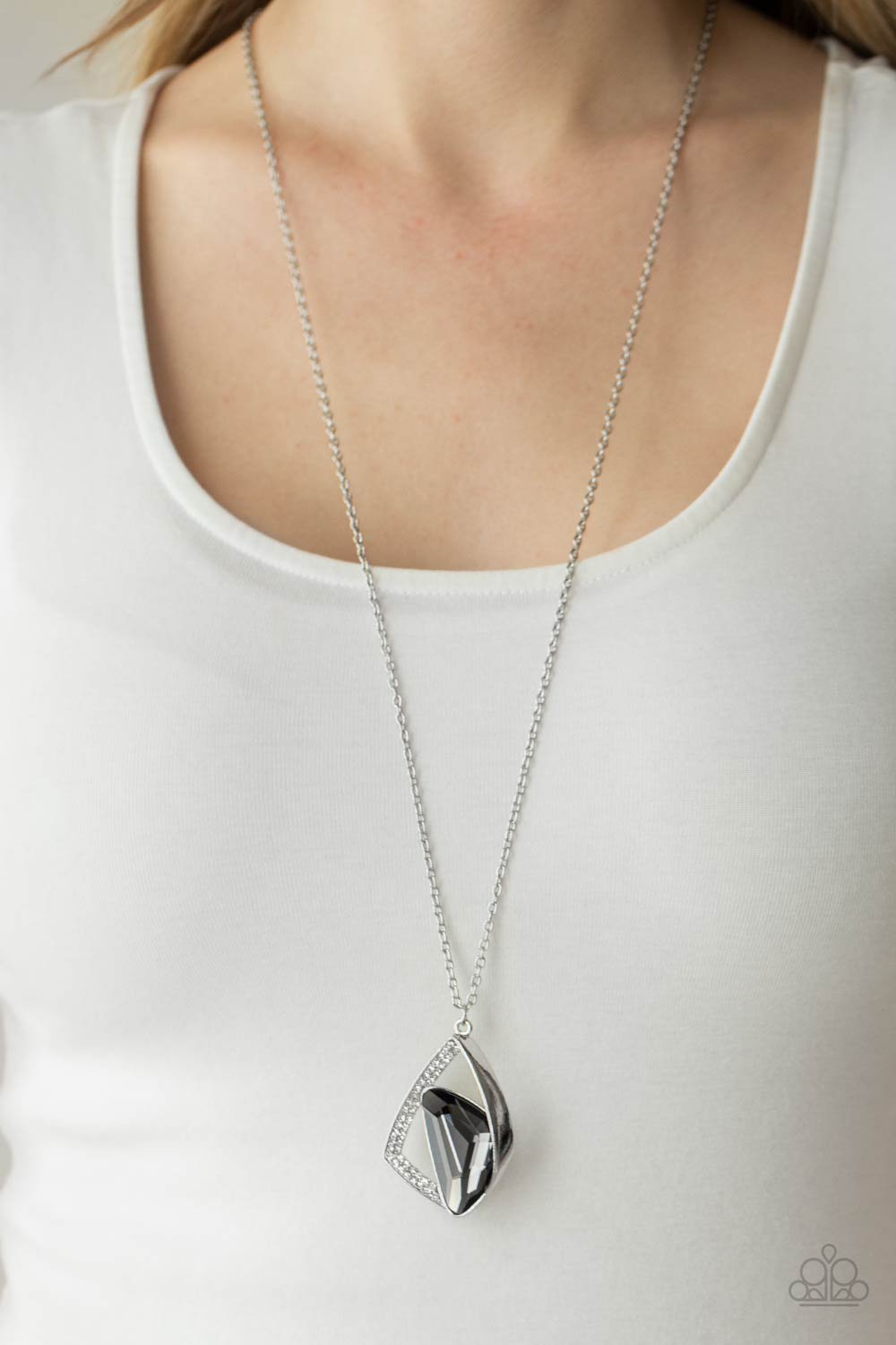 Galactic Wonder - Silver Smoky Gem Pendant Paparazzi Necklace & matching earrings