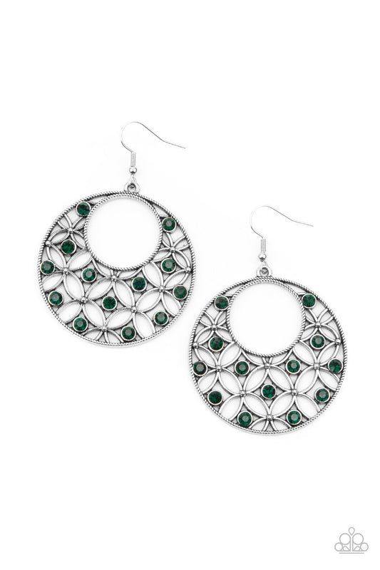 Garden Garnish - Green Rhinestone Paparazzi Earrings