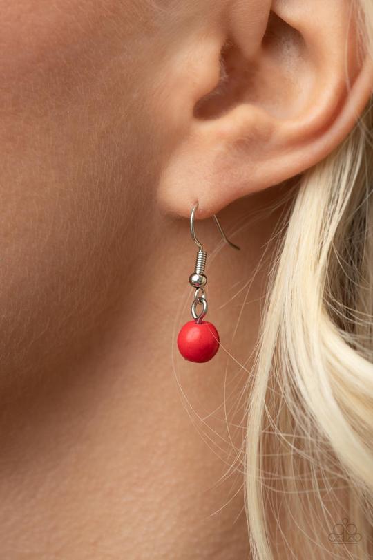 Geographically Gorgeous - Red Oversized Stone Pendant Paparazzi Necklace & matching earrings