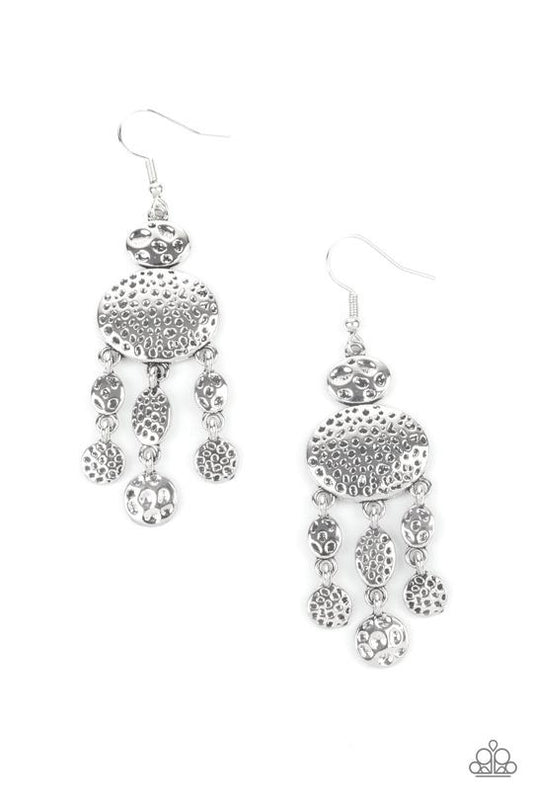 Get Your ARTIFACTS Straight - Silver Hammered Mismatched Texture Artisan Inspired Paparazzi Earrings