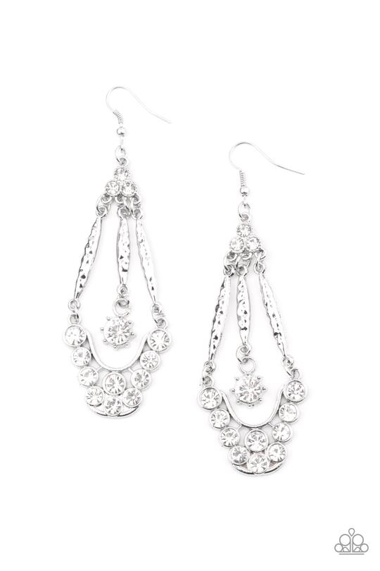 High-Ranking Radiance - White Rhinestone Paparazzi Earrings