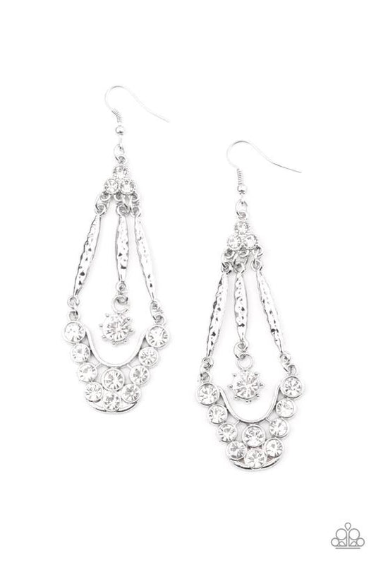 High-Ranking Radiance - White Rhinestone Paparazzi Earrings