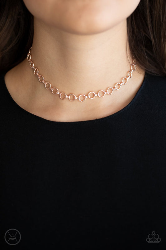 Insta Connection - Rose Gold Paparazzi Choker Necklace & matching earrings