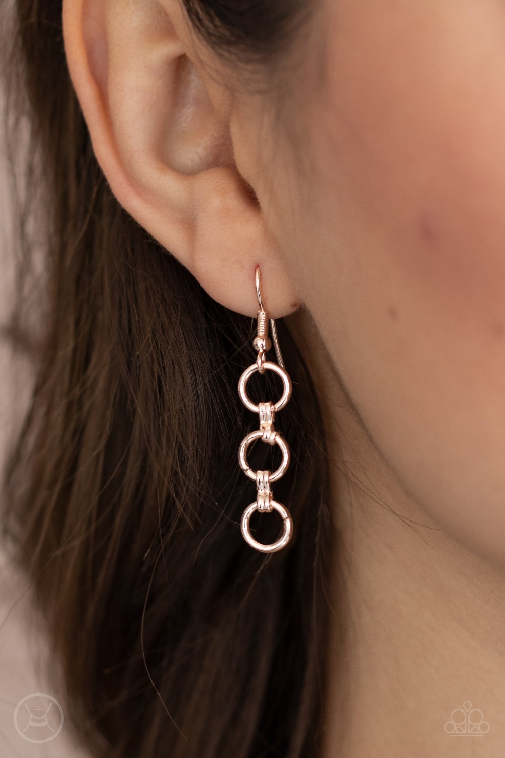 Insta Connection - Rose Gold Paparazzi Choker Necklace & matching earrings