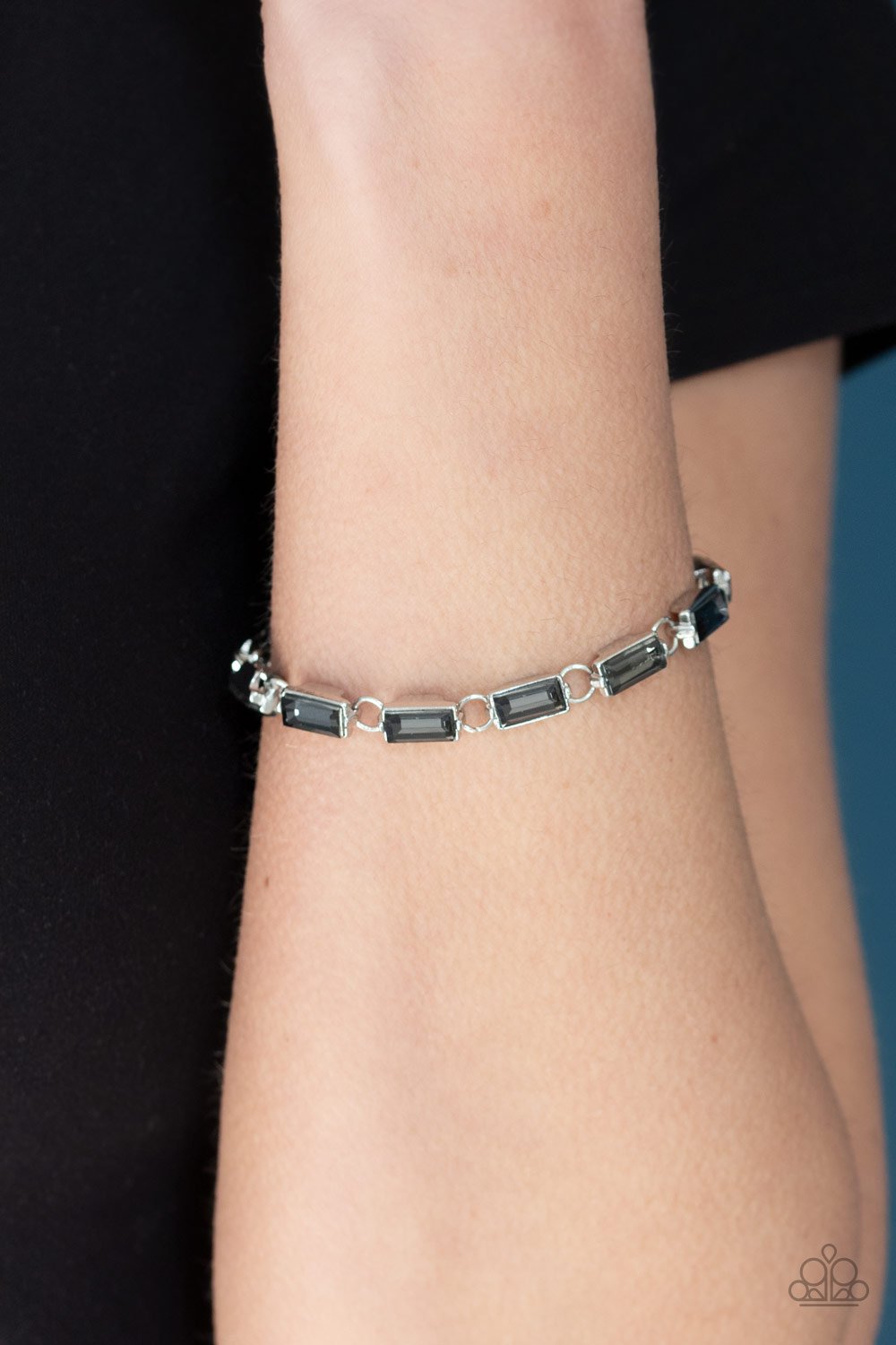 Irresistibly Icy - Silver/Smoky Rhinestone Adjustable Paparazzi Bracelet