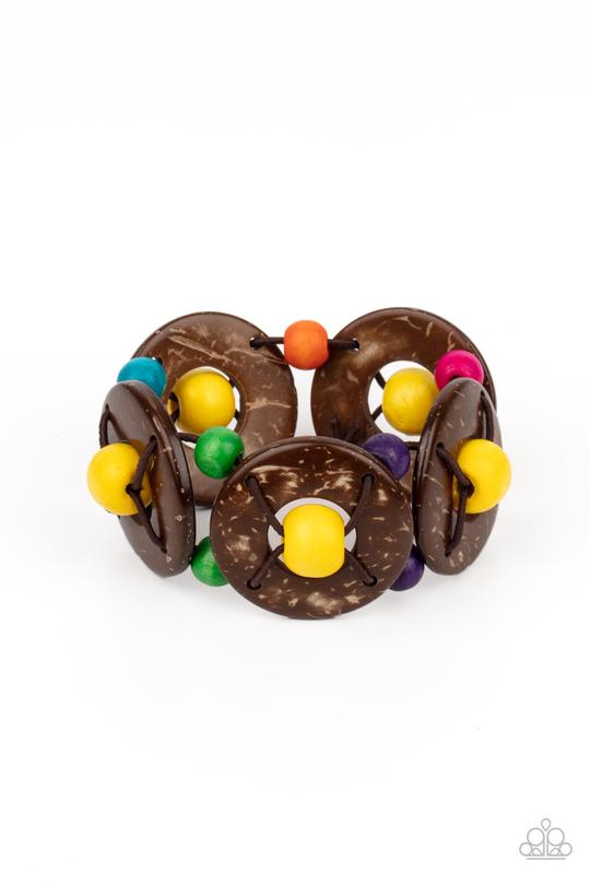Island Adventure - Multi Colored Wooden Beaded Paparazzi Stretch Bracelet