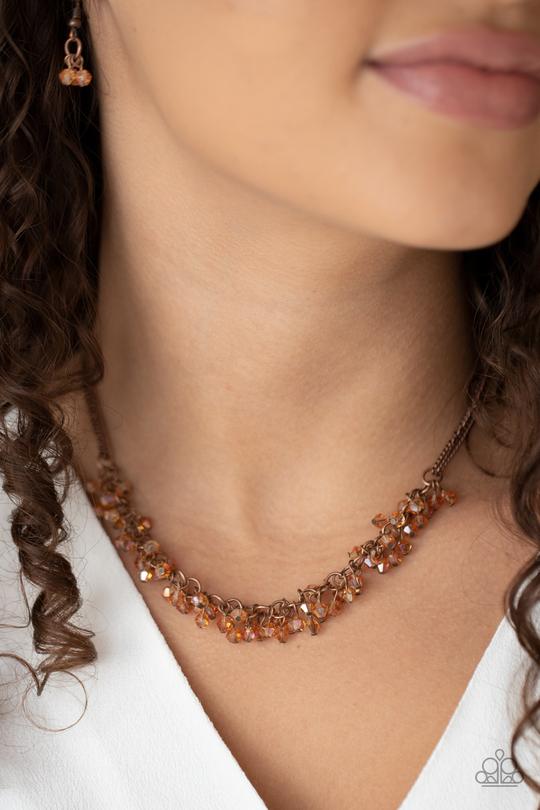 Let There Be TWILIGHT - Copper Iridescent Beaded Paparazzi Necklace & matching earrings