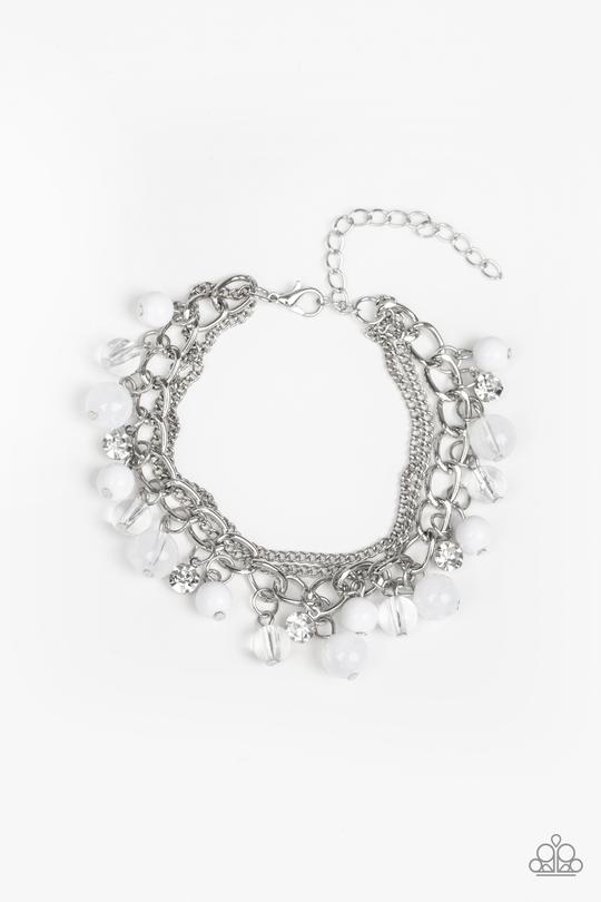 Let Me SEA! - White Beaded Paparazzi Adjustable Bracelet