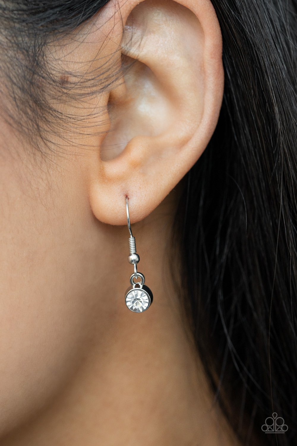 Long Live Sparkle - White Oversized Emerald Cut Gems/Rhinestone Cluster Paparazzi Necklace & matching earrings