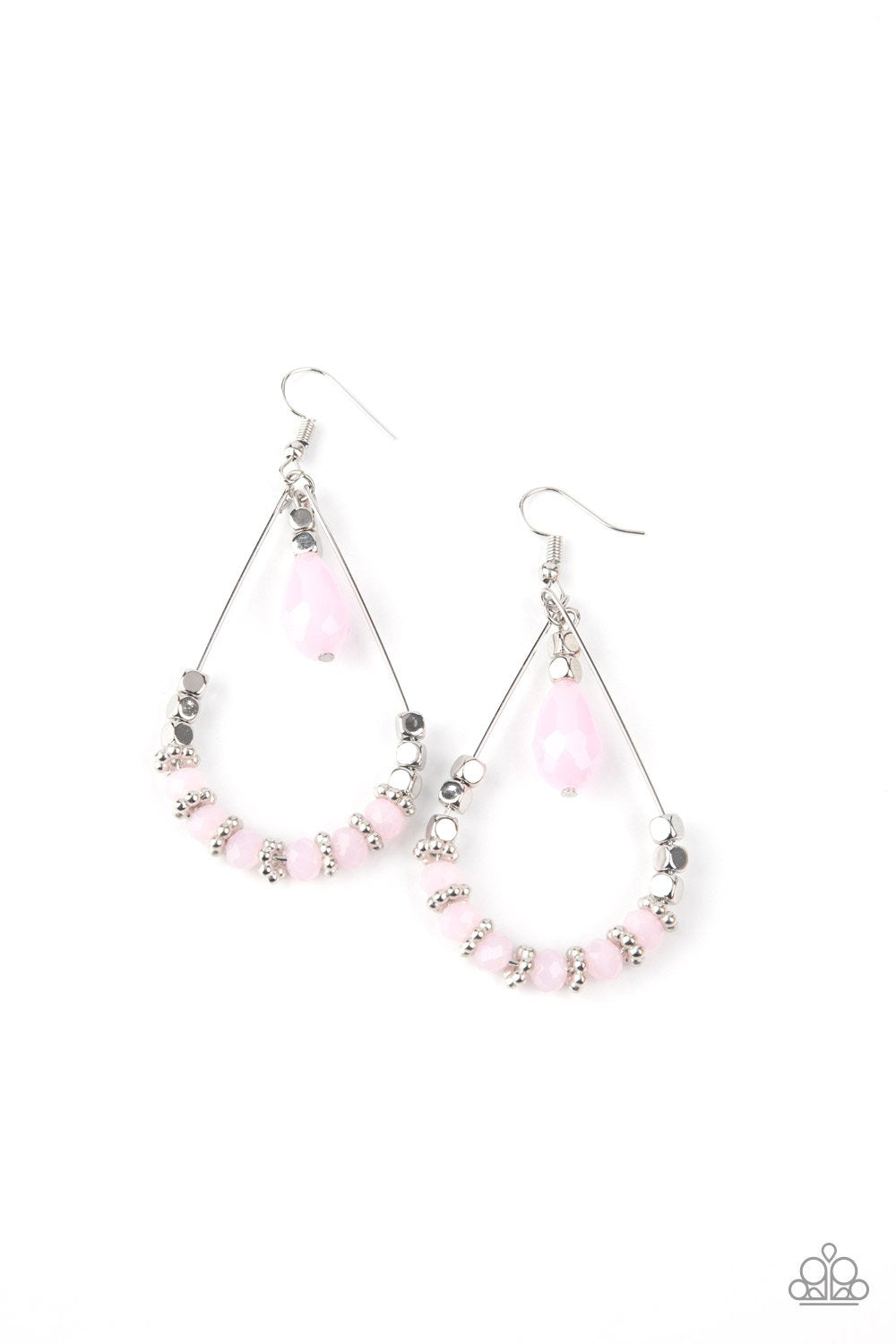 Lovely Lucidity - Pink Dewy Crystal-Like Beaded Teardrop Paparazzi Earrings