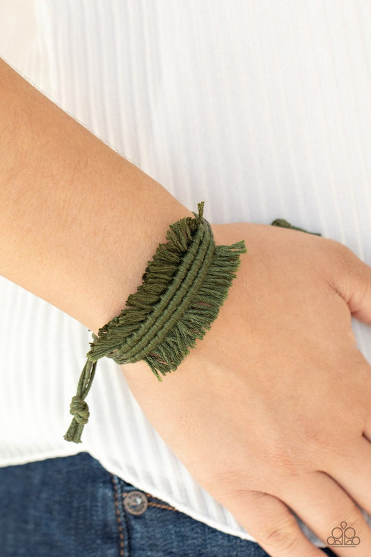 Make Yourself At HOMESPUN - Green Twine-Like Cording Decoratively Knotted Paparazzi Urban Bracelet