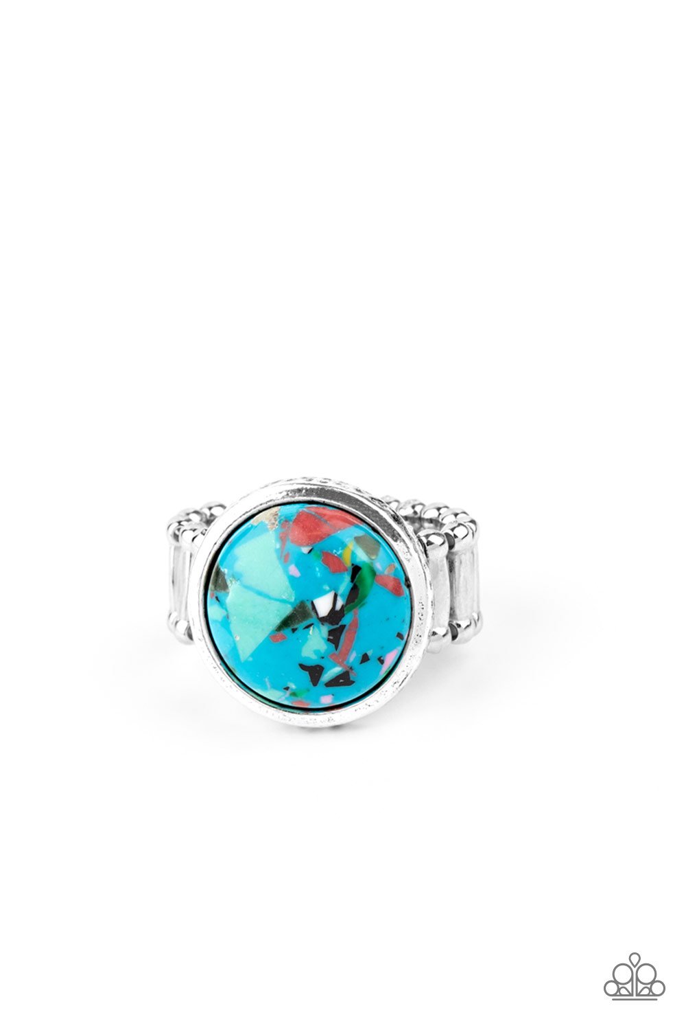 Marble Mosaic - Blue Faux Marble Speckled Bead Ring