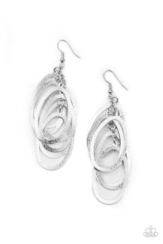 Mind OVAL Matter - Silver Oval Tassel Paparazzi Earrings