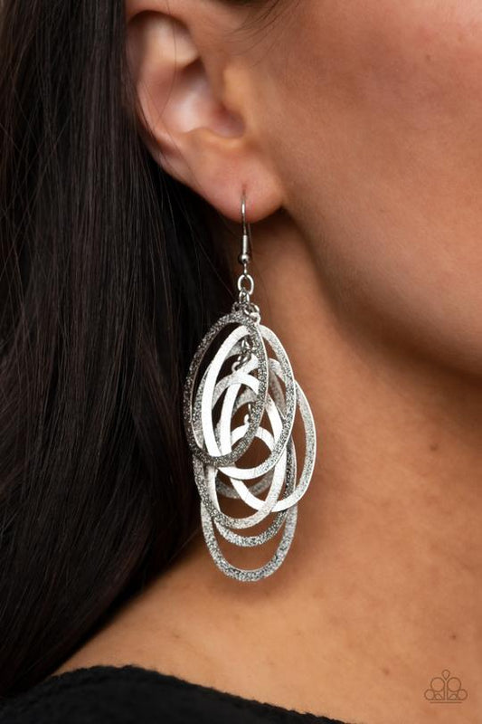 Mind OVAL Matter - Silver Oval Tassel Paparazzi Earrings
