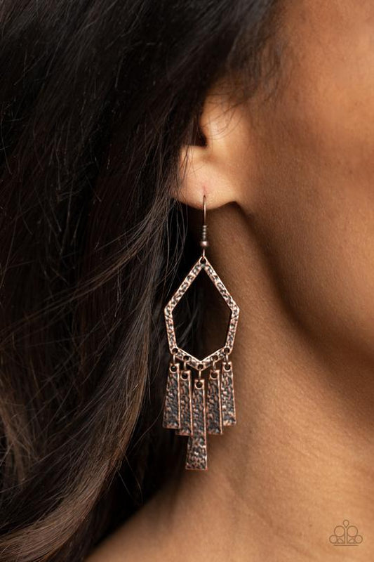 Museum Find - Copper Flared Rectangular Frames/Geometric Frame Paparazzi Earrings