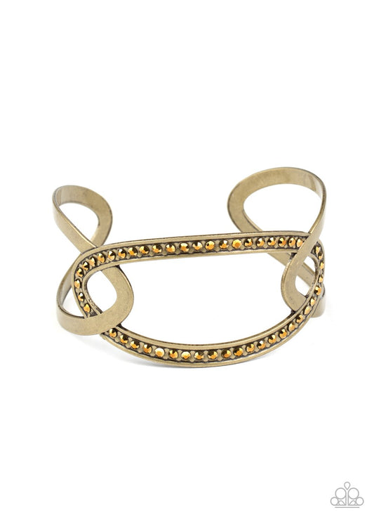 Never a Dull Moment - Brass Oval Aurum Encrusted Frame Paparazzi Cuff Bracelet