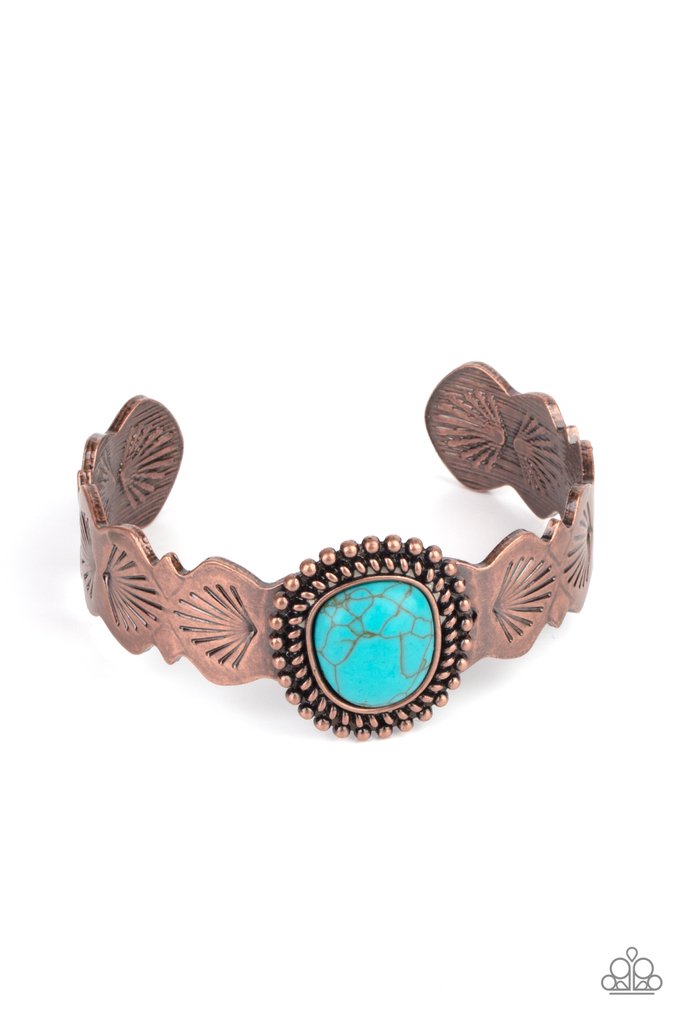 Oceanic Oracle - Copper & Turquoise Stone Paparazzi Cuff Bracelet
