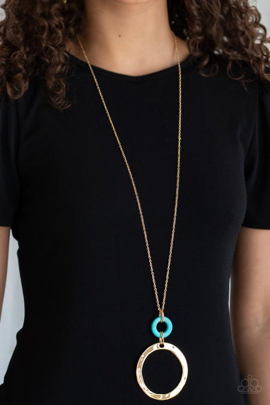 Optical Illusion - Gold/Turquoise Stone Paparazzi Necklace & matching earrings