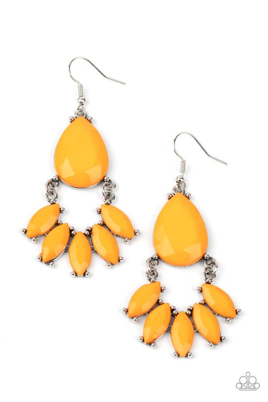 POWERHOUSE Call - Orange Marigold Marquise Cut Beaded Paparazzi Earrings