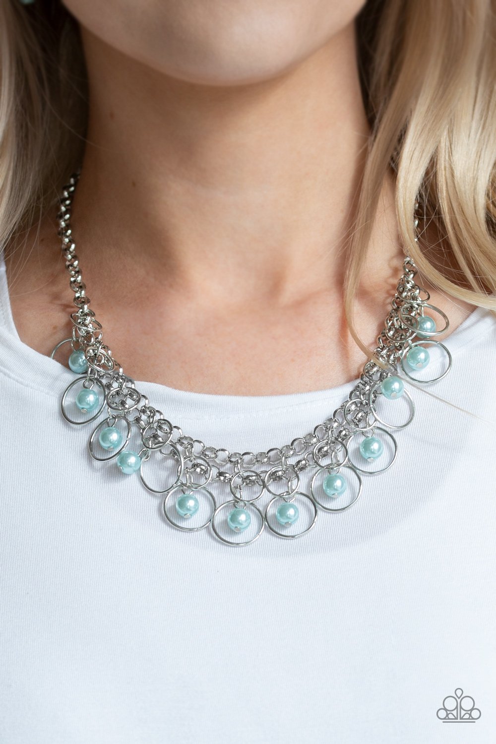 Party Time - Blue Pearl Paparazzi Necklace & matching earrings