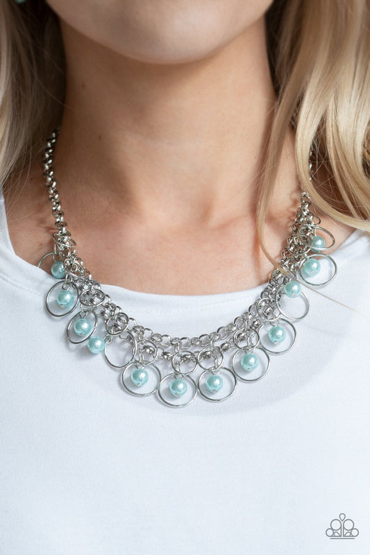 Party Time - Blue Pearl Paparazzi Necklace & matching earrings
