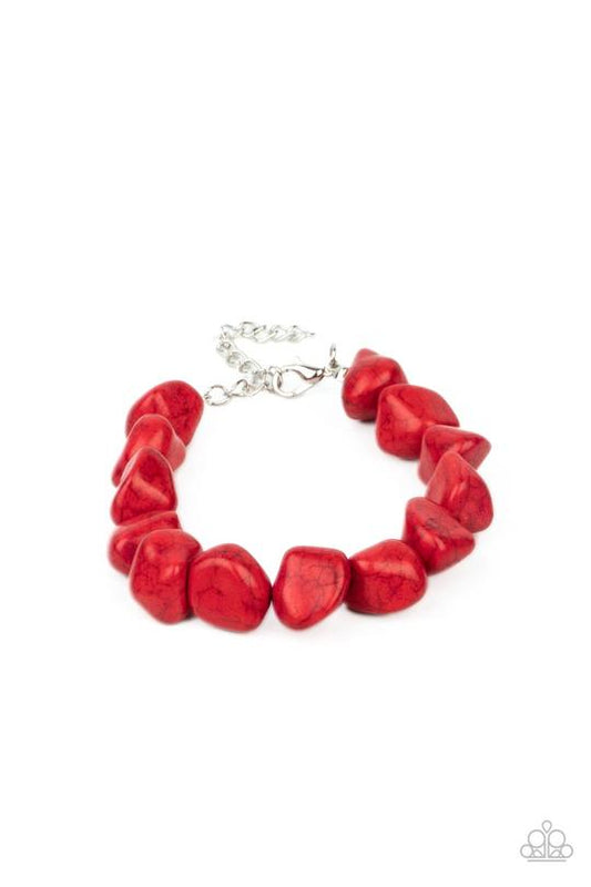 Prehistoric Paradise - Red Imperfect Stone Paparazzi Adjustable Bracelet