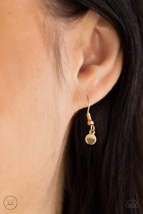 Ready, Set, DISCO! - Gold Disc Paparazzi Choker Necklace & matching earrings