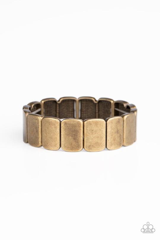 Retro Effect - Brass Antiqued Shimmer Paparazzi Stretch Bracelet