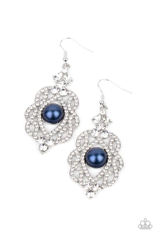 Rhinestone Renaissance - Blue Pearl & White Rhinestone Paparazzi Earrings