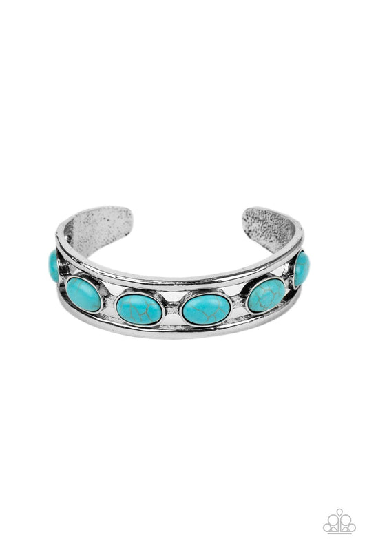 River Rock Canyons - Blue/Turquoise Stone Rustic Look Paparazzi Cuff Bracelet