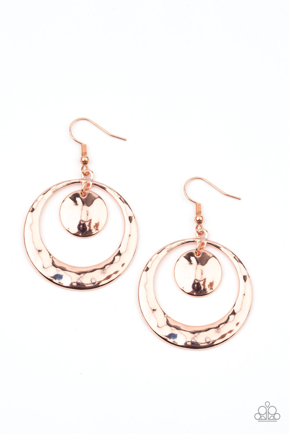 Rounded Radiance - Copper Shiny Disc & Copper Hoop Paparazzi Earrings
