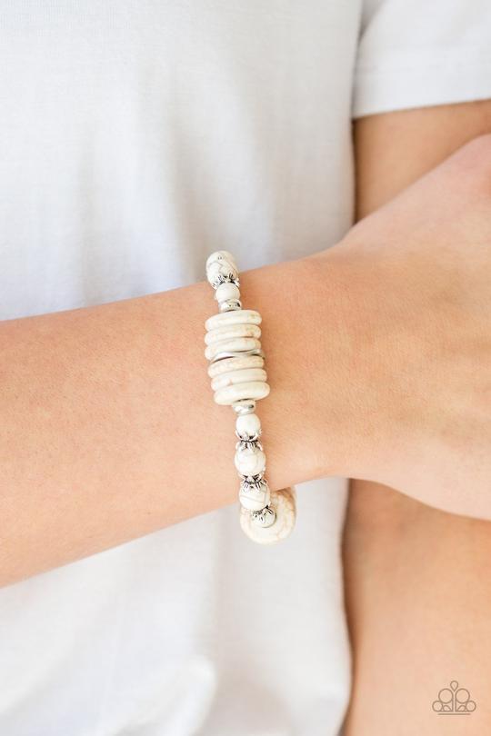 Sagebrush Serenade - White Stone Paparazzi Stretch Bracelet