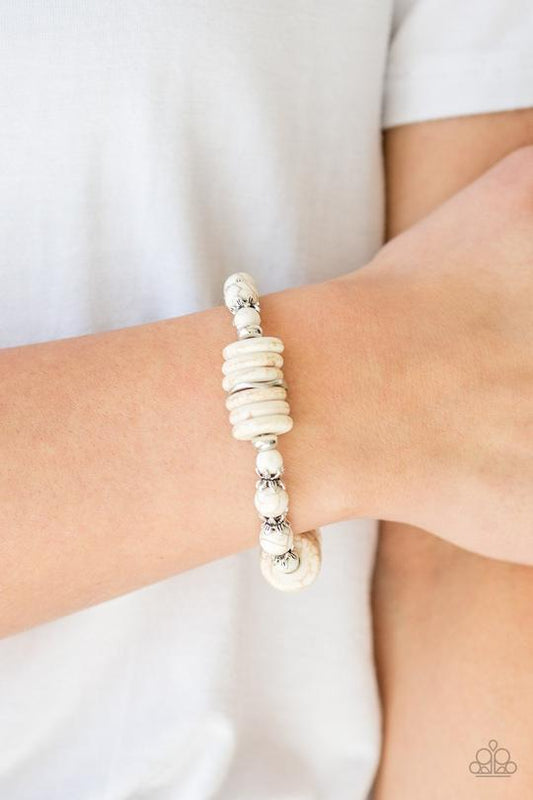 Sagebrush Serenade - White Stone Paparazzi Stretch Bracelet