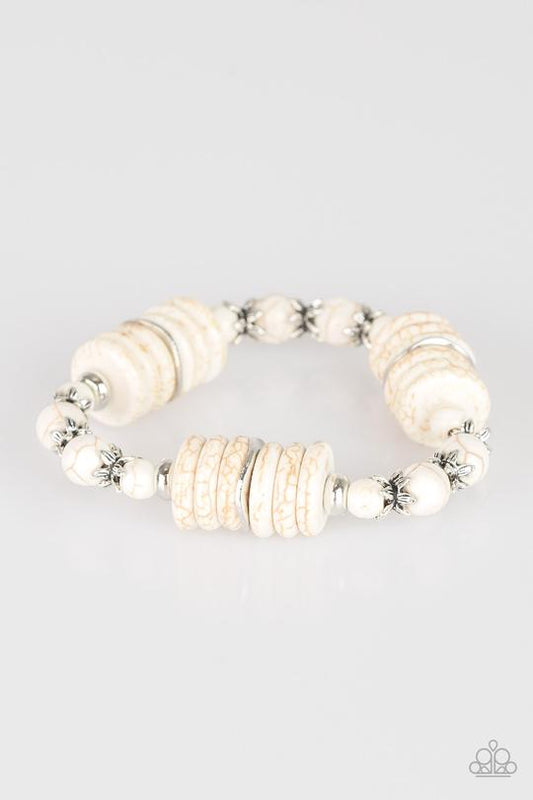 Sagebrush Serenade - White Stone Paparazzi Stretch Bracelet