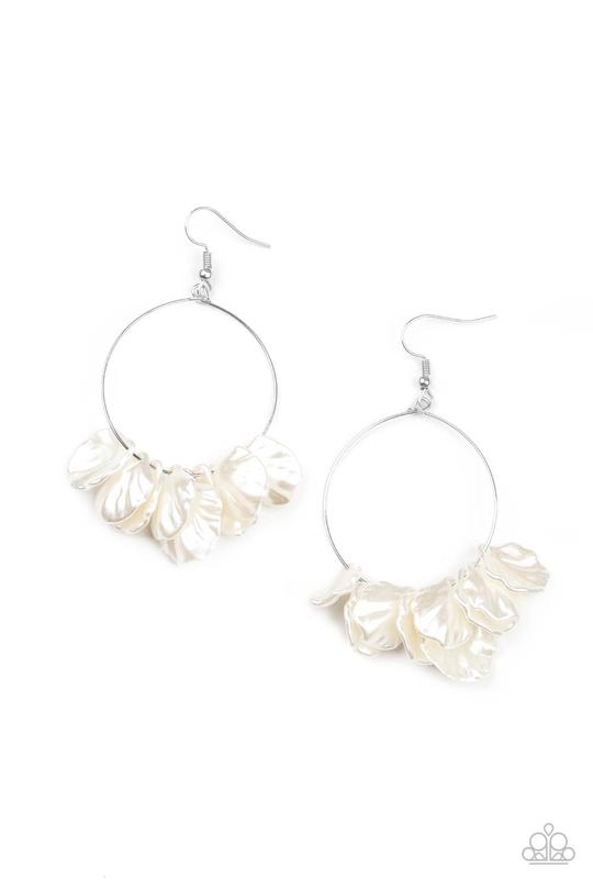 Sailboats and Seashells - White Pearl Shell-Like Beaded Paparazzi Earrings