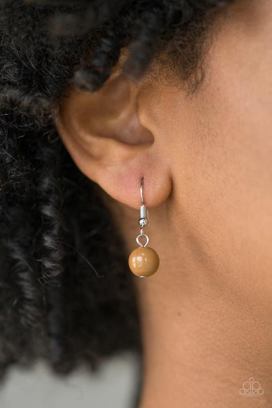 Soar With the Eagles - Brown Beads/Silver Feather/Eagle Pendant Paparazzi Necklace & matching earrings