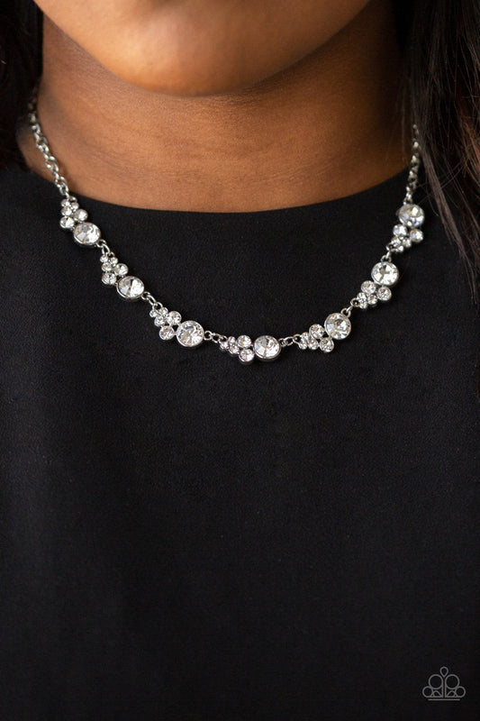 Social Luster - White Rhinestone Timeless Look Paparazzi Necklace & matching earrings