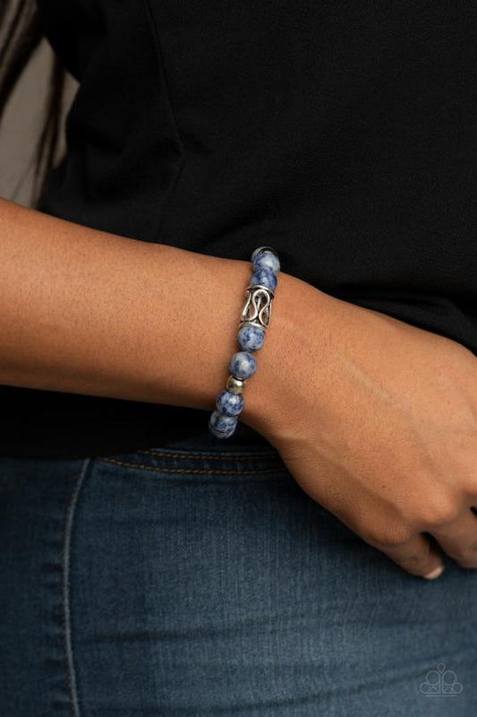 Soothes The Soul - Blue Stone/Silver Centerpiece Paparazzi Stretch Bracelet