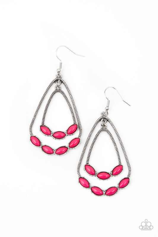 Summer Staycation - Pink Beaded Paparazzi Earrings