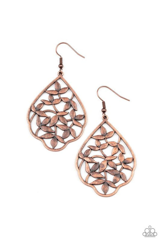 Taj Mahal Gardens - Copper Filigree Paparazzi earrings