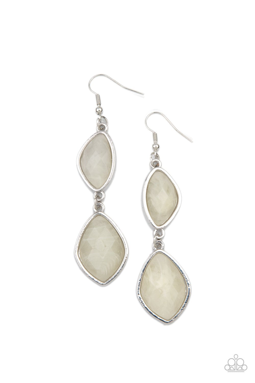 The Oracle Has Spoken - White Cloudy Faux Stone Bead Paparazzi Earrings