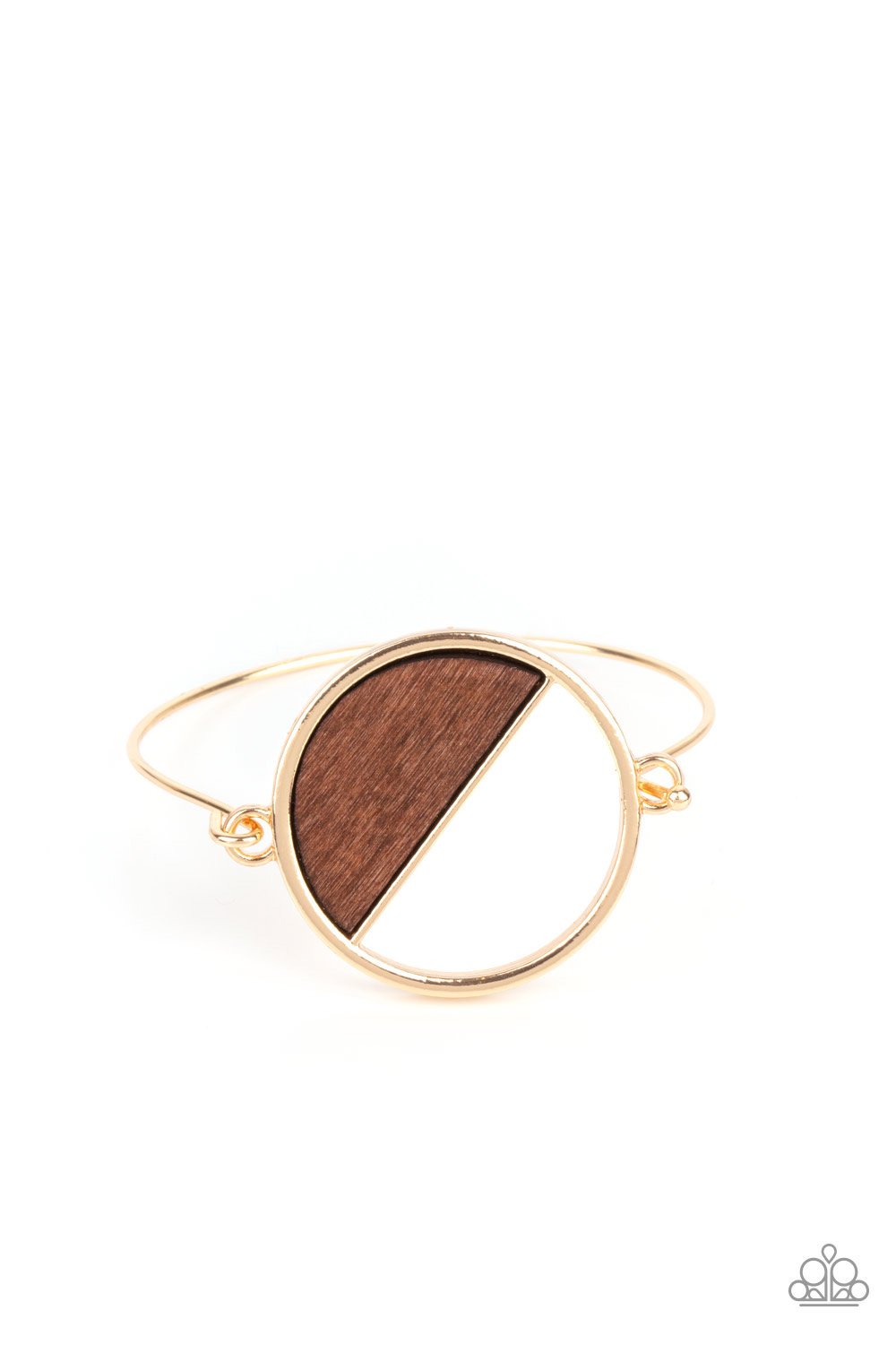 Timber Trade - Gold Bar/Wooden Crescent Toggle Paparazzi Bracelet