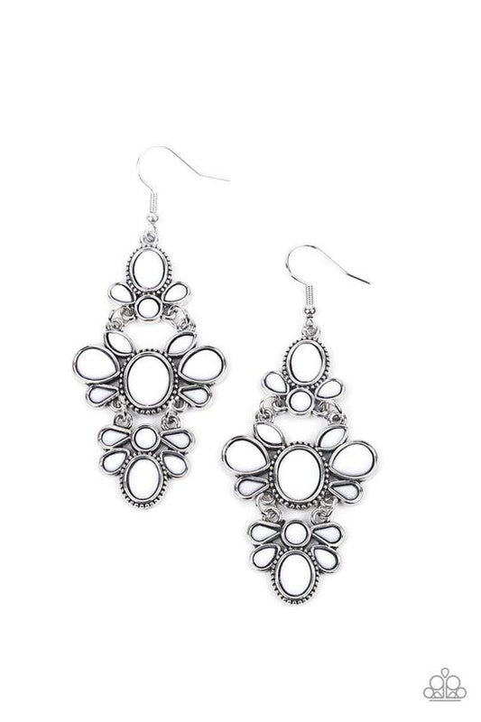 VACAY The Premises - White Faceted Round, Marquise, & Teardrop Beaded Paparazzi Earrings